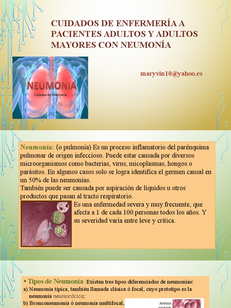 Cuidados de Enfermería a Pacientes Con Neumonia | Neumonía | Patologia
